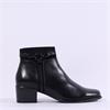 Regarde Le Ciel Ring Buckle Ankle Boot - Black Leather